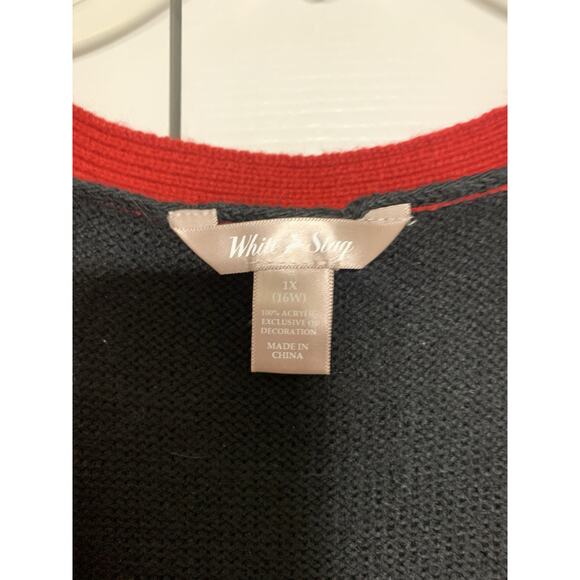 Vintage White Stag Christmas Cardinal Embroidered & Beaded Cardigan Vest 1X - Picture 4 of 6